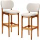 Kit 2 Banquetas Alta Bar Cozinha Sala Jantar Fixa Betta L02 Imbuia Linho Cru - Lyam Decor