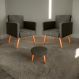Jogo de Poltronas e Puff Livia Veludo Turkey Marrom