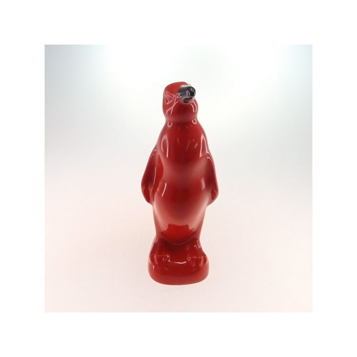 Miniatura Pinguim Cerâmica Decorativa Vermelho 23x18Cm