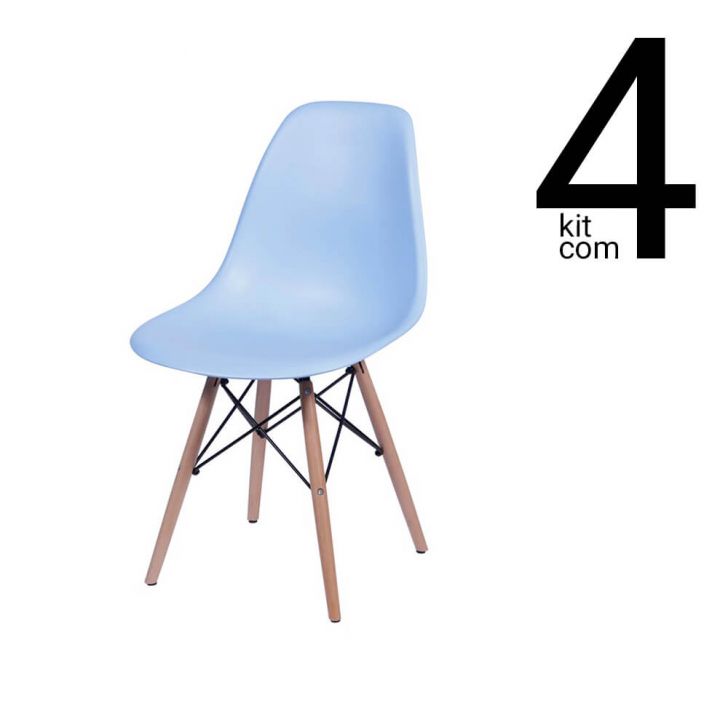 Conjunto 4 Cadeiras Eames DSW - Azul