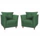 Kit 02 Poltronas Decorativas Isis Pés de Madeira Suede Verde - DS Estofados