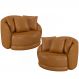 Kit 02 Poltronas Decorativa Para Sala Estar Base Giratória Witta M03 Couríssimo Whisky - Lyam Decor