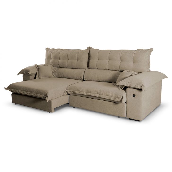 Sofá 3 Lugares Retrátil E Reclinável Com Usb Absoluto Linho Marrom