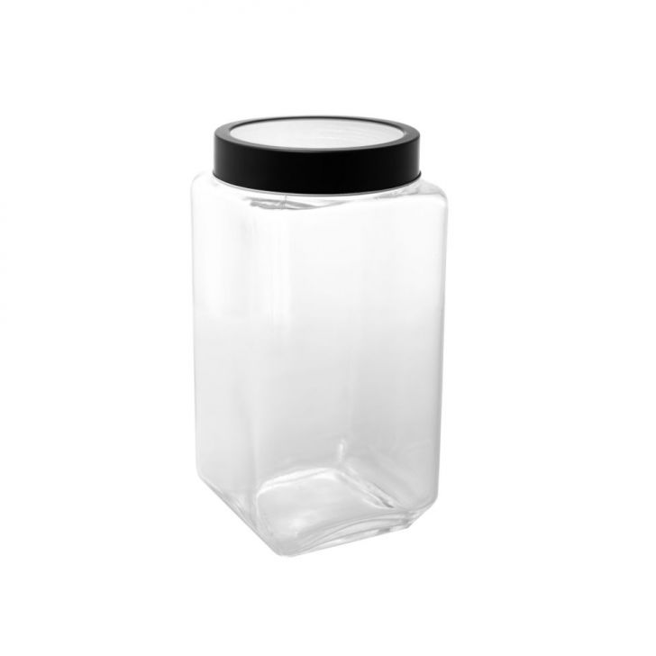 Pote de Mantimentos Gastro Transparente e Preto 1,7 L