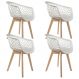 Kit 04 Cadeiras Decorativas Para Sala de Jantar Madri Com Base de Madeira E01 Branco - Lyam Decor