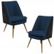 Kit 02 Poltronas Pérsia Pés Palito D02 Veludo Azul Marinho C-304 Corano Preto B-97 - Lyam Decor