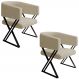 Kit 2 Poltronas Decorativas Mirela Pes Metal Linho Bege VConcept