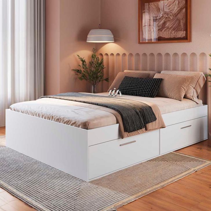 Cama Casal Com 4 Portas Branco Tokkio Art In Móveis