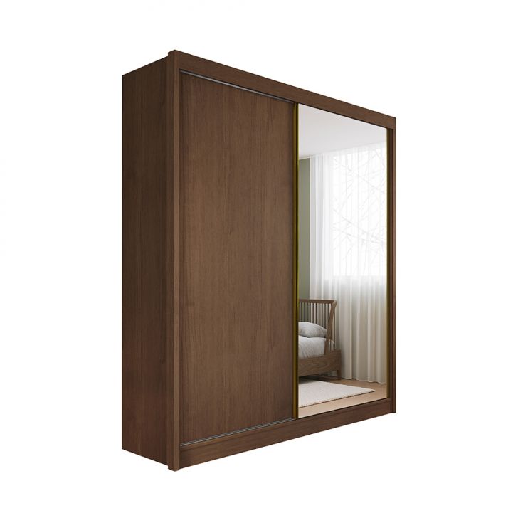 Guarda-roupa Casal Com Espelho Trento 2 Portas 4 Gavetas Cacau
