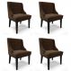 Kit 4 Cadeiras Estofadas para Sala de Jantar Base Fixa de Madeira Preto Lia Suede Marrom - Ibiza