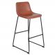 Banqueta alta estofada industrial Loft Vintage Brusque Marrom Caramelo