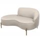Sofá Curvo 03 Lugares 180cm Braço Esquerdo Thommy Pés Ouro Fosco Linho Off White - Nexta Casa