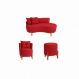 Kit Decorativo Sofá Curvo Orgânico + 01 Puff e Poltrona Luna Veludo Vermelho - Montanaris Decor