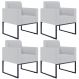 Kit 04 Poltronas Decorativas para Sala Recepção Base Fixa De Metal Helô L02 Linho Cinza - Lyam Decor