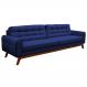 Sofá 3 Lugares Sala de Estar Eros 210 cm Veludo Azul Bic Base Fixa G15 - Gran Belo