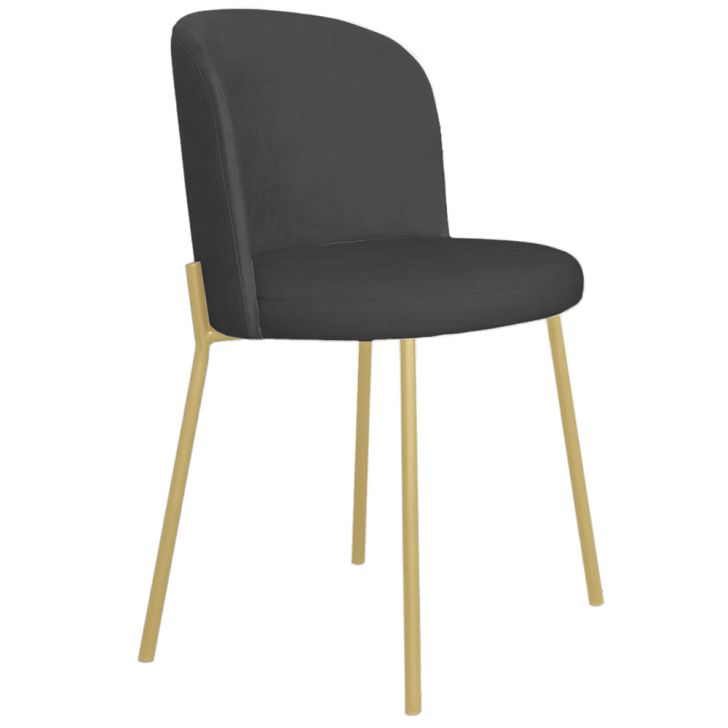 Cadeira Decorativa Elegance Base Champanhe Linho Chumbo - Montanaris Decor