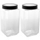 Kit 2 Potes de Vidro 1,7L Gastro Lyor Tampa Metal Preta Porta Mantimentos Alimentos Retangular