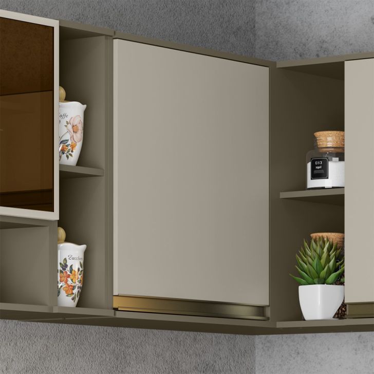 Armário Aéreo Évelin I 1 Porta Duna e Cristal 60 cm