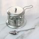 Açucareiro de vidro inox tampa colher cozinha gourmet café chá com tampa e colher