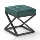 Puff Quadrado Mônaco Veludo Verde Pés Metal Preto