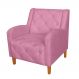 Poltrona Decorativa Munique Pés Trapézio Suede Rosa - DS Estofados