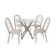 Conjunto de Mesa de Cozinha Redonda com Tampo de Vidro e 4 Cadeiras Monika Corino Off White e Nikel