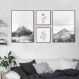 Quadros Decorativos Montanhas e Plantas 171 x 86 2-86x60+2-39x39 Filete Marrom