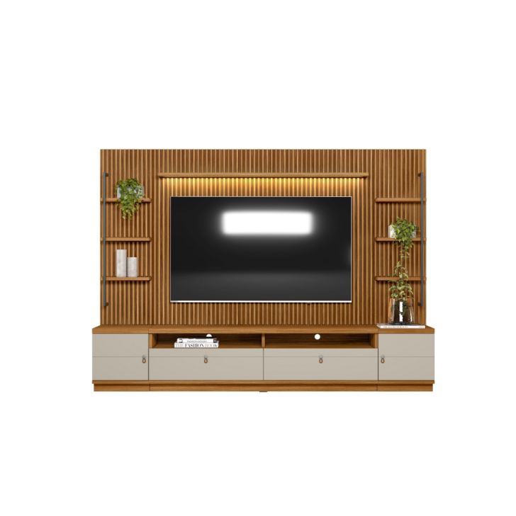 Home para TV com 2 Modulos Laterais Owen Nature Off-White