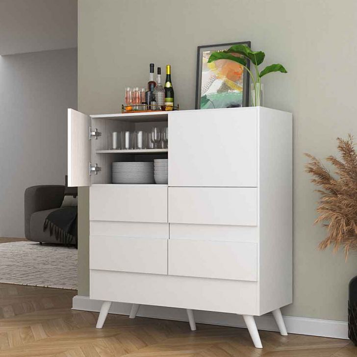 Aparador Buffet Apolo 2 Portas 4 Gavetas Branco - Moville