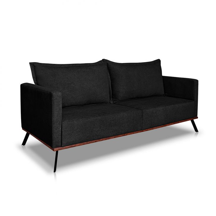 Image of Sofá 3 Lugares Zeus Linho Bouclê Preto 200 Cm PLA-MO895UP97XFAMOB
