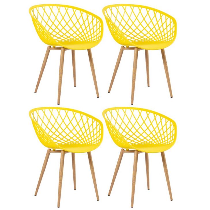 Kit 4 cadeiras Clarice Nest Sidera com apoio de braços Amarelo