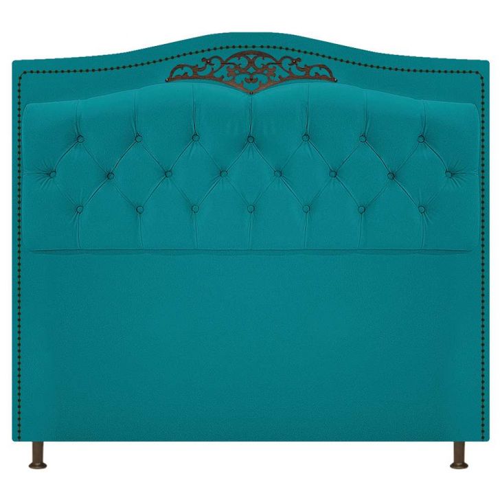 Cabeceira Estofada Yasmim 195 cm King Size Suede Azul Turquesa - Amarena Móveis