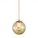Pendente BRONZE C/ Globo de Vidro AMBAR de 14cm + LED 2W