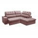 Image of Sofá 4 Lugares Retrátil e Reclinável Arezzo com Chaise Direito Veludo Rosê FE691UP97DUWMOB