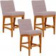 Kit 03 Banquetas Baixa Para Cozinha Bancada Bar Sala Jantar Fixa Mila L02 Suede Rosê - Lyam Decor
