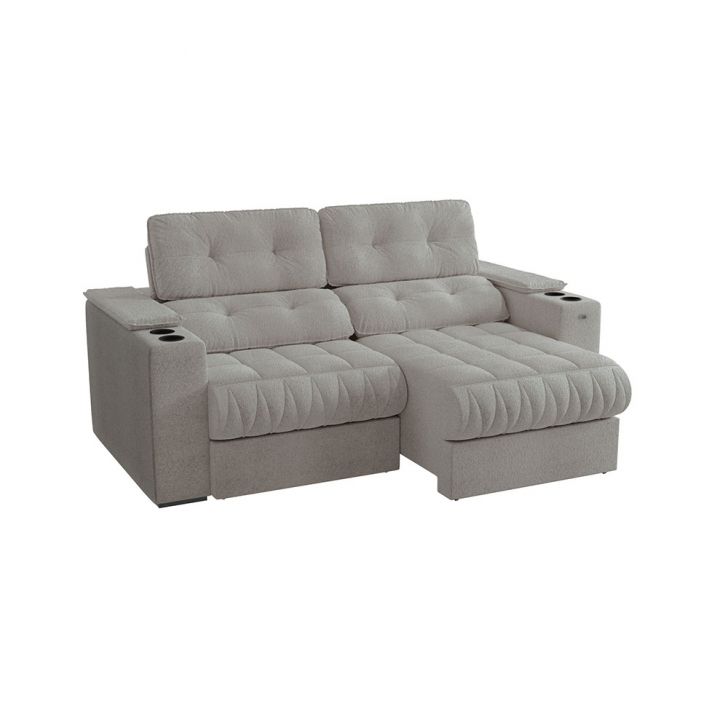 Image of Sofá 3 Lugares Retrátil E Reclinável Premier Molas Bouclé Cinza 231 Cm PLA-KA161UP97ORYMOB