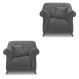 Kit 2 Poltronas Para Sala de Estar Vênus Suede Cinza Pés Castanho - Pallazio