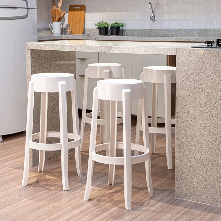 Conjunto de Banquetas de Pástico Shine Branca