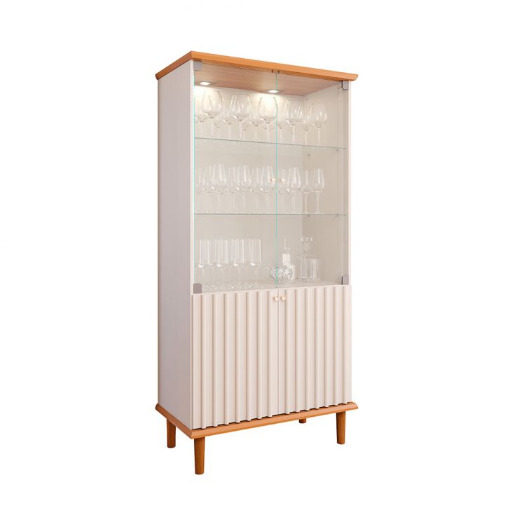 Cristaleira Luiza 2 PT Off White e Cinamomo