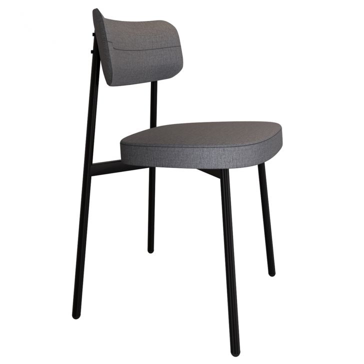 Cadeira de Jantar Estofada Fixa Ella M25 Linho Cinza - Mpozenato