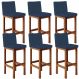 Kit 06 Banquetas Altas Para Cozinha Sala De Jantar Fixa Alya L02 Suede Azul Marinho - Lyam Decor