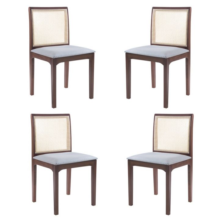 Kit 4 Cadeira Decorativa Sala de Jantar Steve Amêndoa - Gran Belo