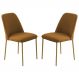 Conjunto 2 Cadeiras Londres Veludo Terracota Metal Dourado