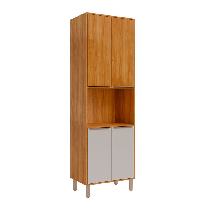 Paneleiro Domus 100% MDF 4 Portas Cinamomo e Off White