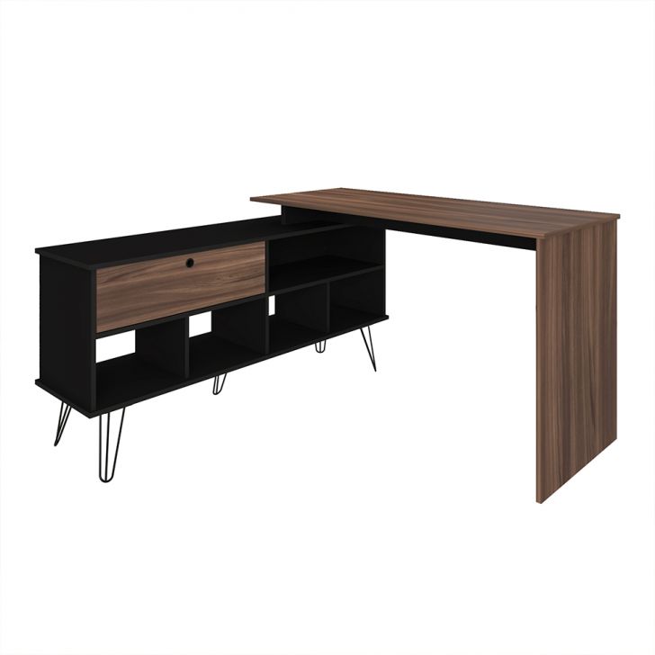 Escrivaninha Dubai 1 PT Preta e Ipê