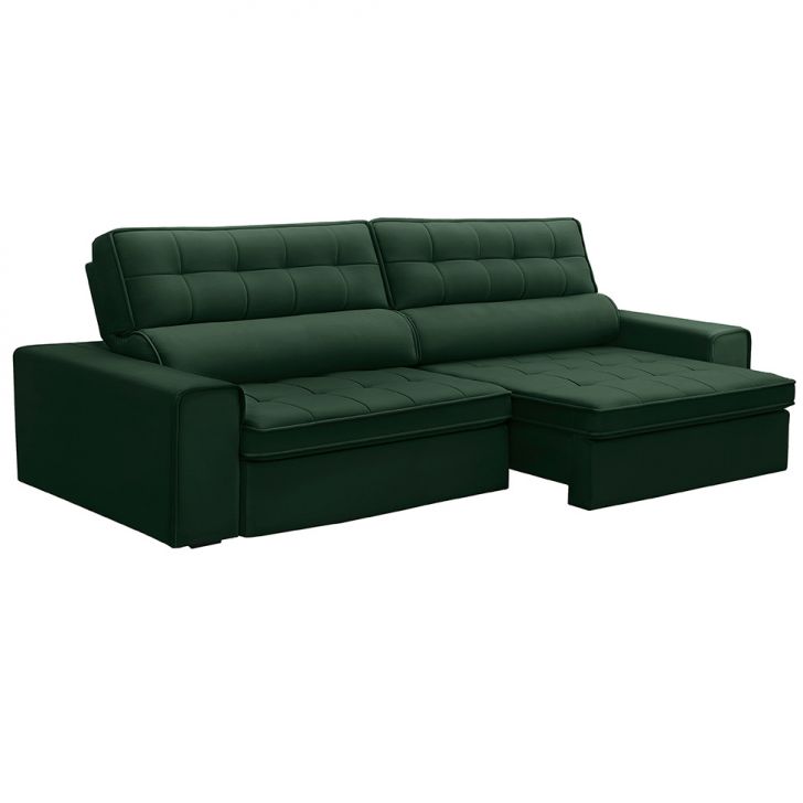 Image of Sofá 5 Lugares Retrátil E Reclinável Ravena Veludo Verde PLA-FE691UP97ECOMOB