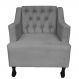 Poltronas Decorativa Pés Luis XV Gênises Encosto Estilo Capitonê Suede Cinza - DS Estofados