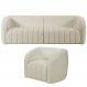 Kit Sofá 4 Lugares Para Sala Estar 292 cm Com 01 Poltrona Lazio M03 Bouclê Bege Claro - Lyam Decor