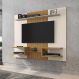 Painel para TV até 55 Polegadas com Vidro e Prateleiras Multimóveis CR45282 Off White/Cinamomo/Ripado