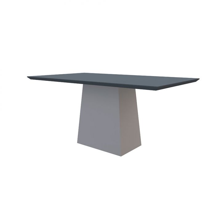 Mesa de Jantar Retangular com Tampo de Vidro Jasmin Cinza e Off White 160 cm
